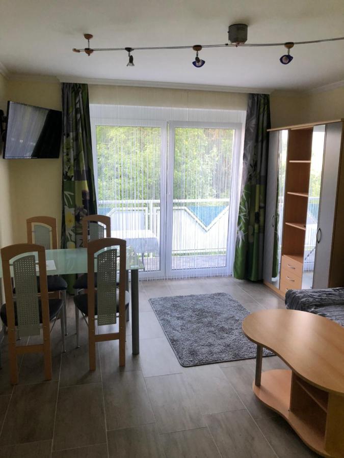 Wohn- und Essbereich mit Balkontür im Apartment A9